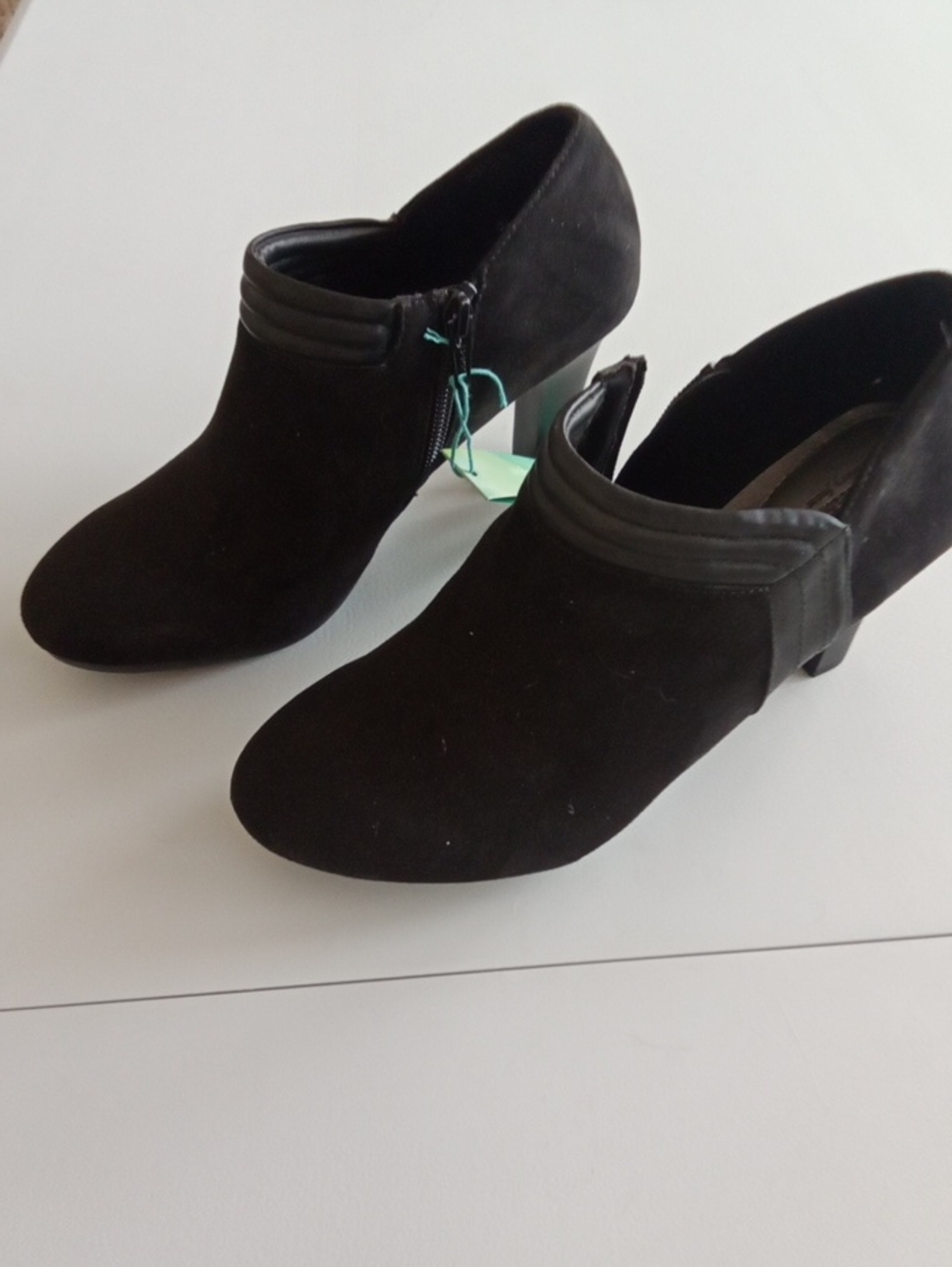 Black Suede Women's Ankle Booties with Side Zip